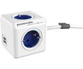 Allocacoc® PowerCube | Extended USB| Πολύπριζο 4 θέσεων & 2 USB – Μπλε – 1406BL/DEEUPC