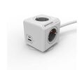 Allocacoc® PowerCube |Extended USB A+C| Πολύπριζο 4 θέσεων & 1xUSB/1xUSB-C - Γκρι - 10435/DEEUAC