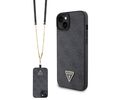 Guess "4G Metal Logo Strass Collection" Crossbody Case Θήκη προστασίας από δερματίνη με λουράκι – iPhone 15 (Μαύρο – GUHCP15SP4TDSCPK)