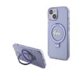 Guess MagSafe Ring Stand Glitter Hard Case Script Logo Θήκη προστασίας από σιλικόνη – iPhone 15 (Διάφανη / Μωβ – GUHMP15SHRSGSU)