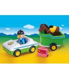 PLAYMOBIL 1-2-3 Όχημα με τρέιλερ μεταφοράς αλόγου 70181