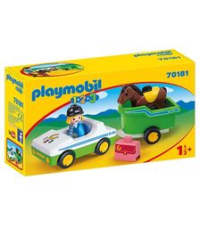 PLAYMOBIL 1-2-3 Όχημα με τρέιλερ μεταφοράς αλόγου 70181