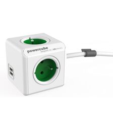 Allocacoc® PowerCube | Extended USB| Πολύπριζο 4 θέσεων & 2 USB – Πράσινο – 1406GN/DEEUPC