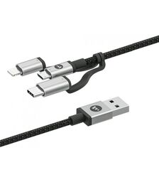 Mophie 3 σε 1 Charging Cable (microUSB / USB-C / Lightning) Αλουμινένιο καλώδιο δεδομένων (1 μέτρο – μαύρο)