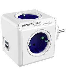 Allocacoc® PowerCube |Original USB| Πολύπριζο 4 θέσεων & 2 USB - Μπλε - 1202BL/DEOUPC