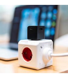 Allocacoc® PowerCube |USBcube Original USB A+C| Πολύπριζο 2xUSB-A + 2xUSB-C - Μαύρο - 10466BK/EUACMC