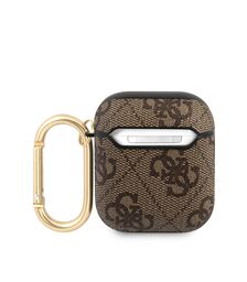 Guess Script Metal Logo Collection Θήκη προστασίας από δερματίνη για Apple Airpods 1/2 (Καφε)