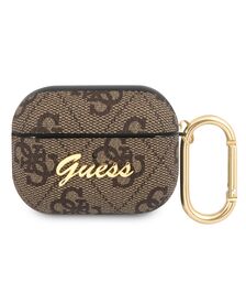 Guess Script Metal Logo Collection Θήκη προστασίας από δερματίνη για Apple Airpods Pro (Καφε)
