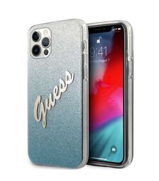 Guess Glitter Gradient Script Logo Θήκη προστασίας από σιλικόνη – iPhone 12 Pro Max (Blue/Glitter)