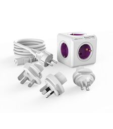 Allocacoc® PowerCube |ReWirable| Πολύπριζο 4 θέσεων & 3x plugs + IEC EU καλώδιο Μωβ - 1801/DERW3P