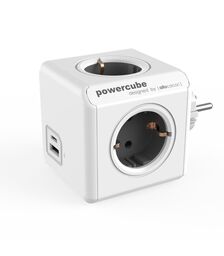 Allocacoc® PowerCube |Original USB A+C| Πολύπριζο 4 θέσεων & 1xUSB/1xUSB-C – Γκρι – 10432/DEOUAC