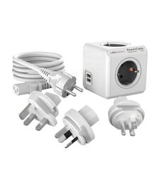 Allocacoc® PowerCube |ReWirable| Πολύπριζο 4 θέσεων & 3x plugs + IEC EU καλώδιο Γκρι - 1811GY/DERU3P