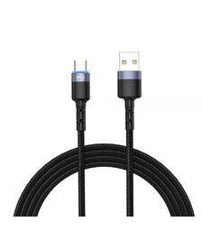 Tellur Data Cable USB To Type-C with LED Light, 2A, 2m, nylon, black