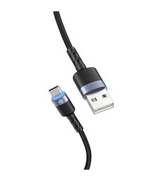 Tellur Data Cable USB To Type-C with LED Light, 2A, 2m, nylon, black