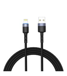 Tellur Data Cable USB To Lightning with LED Light, 2A, 2m, nylon, black