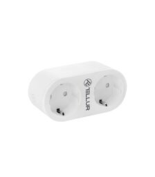 Tellur Smart WiFi AC Dual Plug Διπλή Εξωτερική Πρίζα Ρεύματος WiFi με Ένδειξη ενεργειακής κατανάλωσης σε λευκό χρώμα