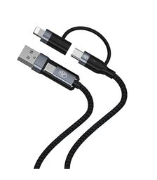 Καλώδιο φόρτισης και δεδομένων Tellur Data Cable 4-in-1 USB/USB-C σε USB-C/Lightning - 1 μέτρο σε μαύρο χρώμα
