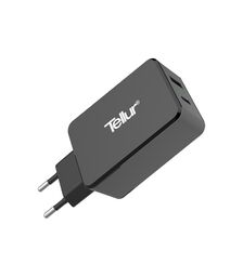 Tellur Dual USB Wall Charger Quick Charge 3.0 6A Φορτιστής δύο θυρών (USB-C + QC3.0), σε μαύρο χρώμα