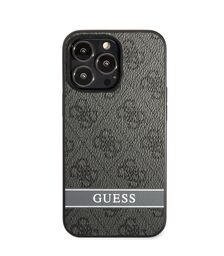 Guess "4G Logo Collection" Printed Stripe Θήκη προστασίας από δερματίνη – iPhone 13 Pro (Γκρι/Μαύρη)