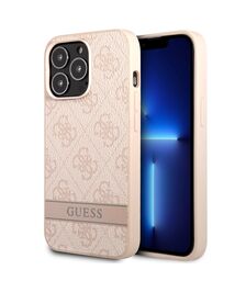Guess "4G Logo Collection" Printed Stripe Θήκη προστασίας από δερματίνη – iPhone 13 Pro (Ροζ)