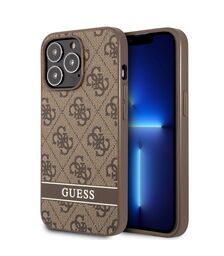 Guess "4G Logo Collection" Printed Stripe Θήκη προστασίας από δερματίνη – iPhone 13 Pro (Καφέ)