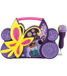 eKids Encanto Boombox Karaoke & Ενσύρματο Μικρόφωνο για παιδιά με ενσωματωμένη μουσική, φωτισμό, Sound Effects (EN-115) (Κίτρινο/Μωβ/Ροζ)