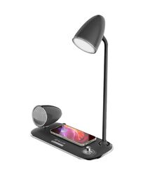 Tellur Nostalgia Wireless Desk Charger Ρετρο φωτιστικό γραφείου, ηχείο και βάση ασύρματης φόρτισης 3 σε 1 με υποστήριξη τεχνολογίας Qi (μαύρη)