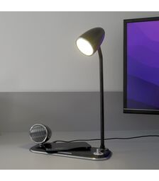 Tellur Nostalgia Wireless Desk Charger Ρετρο φωτιστικό γραφείου, ηχείο και βάση ασύρματης φόρτισης 3 σε 1 με υποστήριξη τεχνολογίας Qi (μαύρη)