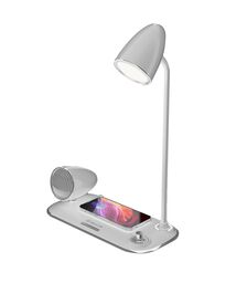 Tellur Nostalgia Wireless Desk Charger Ρετρο φωτιστικό γραφείου, ηχείο και βάση ασύρματης φόρτισης 3 σε 1 με υποστήριξη τεχνολογίας Qi (λευκή)