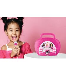 eKids Barbie Boombox Karaoke & Ενσύρματο Μικρόφωνο για παιδιά με ενσωματωμένη μουσική, φωτισμό, Sound Effects (BE-115) (Μωβ/Λευκό)