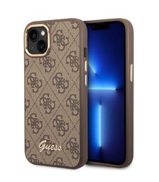 Guess “4G Logo Collection” Script Metal Logo Θήκη προστασίας από δερματίνη – iPhone 14 Plus (Καφέ)
