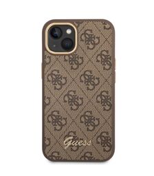 Guess “4G Logo Collection” Script Metal Logo Θήκη προστασίας από δερματίνη – iPhone 14 Plus (Καφέ)