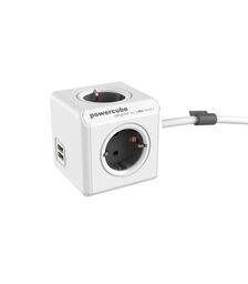 Allocacoc® PowerCube | Extended USB| Πολύπριζο 4 θέσεων & 2 USB – Γκρι – 1402GY/DEEUPC