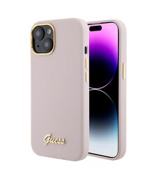 Guess “Vintage Script Gold Logo Collection” Σκληρή Θήκη προστασίας από σιλικόνη – Apple iPhone 15 (Ροζ  – GUHCP15SSMBSLP)