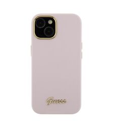 Guess “Vintage Script Gold Logo Collection” Σκληρή Θήκη προστασίας από σιλικόνη – Apple iPhone 15 (Ροζ  – GUHCP15SSMBSLP)