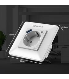 Tellur Smart WiFi Έξυπνη Πρίζα Ρεύματος 3600W / 16A με ενσωματωμένες θύρες 1xUSB 18W & 1xUSB-C PD 20W σε λευκό (TLL331531)