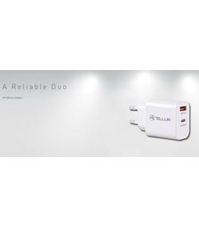 Tellur PDHC101 Φορτιστής δύο θυρών 38W PD (PD20W + QC3.0 18W) σε λευκό χρώμα (TLL151381)