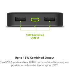 Mophie Powerstation 2023 Powerbank 10.000mAh με 2 θύρες USB-A και 1 θύρα USB-C (PowerDelivery 20W) σε μαύρο χρώμα