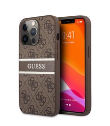 Guess "4G Logo Collection" Printed Stripe Θήκη προστασίας από δερματίνη – iPhone 13 Pro (Καφέ)