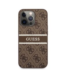 Guess "4G Logo Collection" Printed Stripe Θήκη προστασίας από δερματίνη – iPhone 13 Pro (Καφέ)