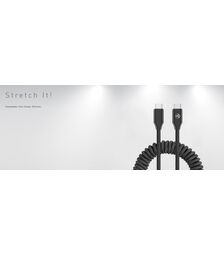 Καλώδιο φόρτισης και δεδομένων Tellur USB-C σε USB-C PD60W – επεκτάσιμο έως 1,8 μέτρα σε μαύρο χρώμα