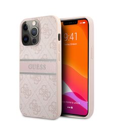 Guess "4G Logo Collection" Printed Stripe Θήκη προστασίας από δερματίνη – iPhone 13 Pro Max (Ροζ)