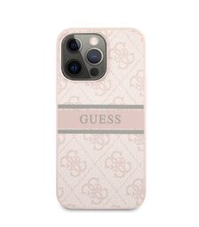 Guess "4G Logo Collection" Printed Stripe Θήκη προστασίας από δερματίνη – iPhone 13 Pro Max (Ροζ)