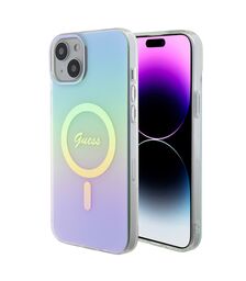 Guess Iridescent Magsafe Case Πολύχρωμη θήκη προστασίας από σκληρό πλαστικό – iPhone 15 Plus (Rainbow Purple – GUHMP15MHITSQ)