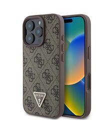 Guess “4G Triangle Strass Collection ” Hard Case Θήκη προστασίας από δερματίνη– iPhone 16 Pro Max (Καφέ – GUHCP16XP4TDPW)