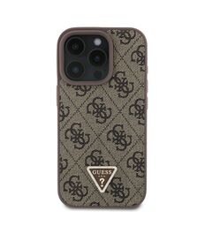 Guess “4G Triangle Strass Collection ” Hard Case Θήκη προστασίας από δερματίνη– iPhone 16 Pro Max (Καφέ – GUHCP16XP4TDPW)