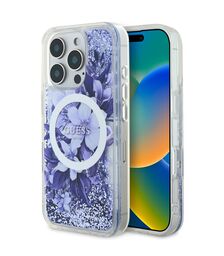 Guess Magsafe “Liquid Glitter Flower" Hard Case Θήκη προστασίας από σκληρό πλαστικό – iPhone 16 Pro (Μωβ – GUHMP16LLFMWTU)