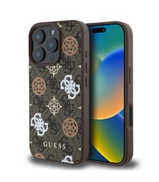 Guess Magsafe “Peony on 4G Background Collection” Hard Case Θήκη προστασίας από σκληρό πλαστικό – iPhone 16 Pro (Καφέ  – GUHMP16LP4PWPW)