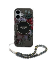 Guess Magsafe “Flowers with Pearl Strap” Hard Case Θήκη προστασίας από σκληρό πλαστικό – iPhone 16 (Μαύρο – GUHMP16SHFWBRCESK)