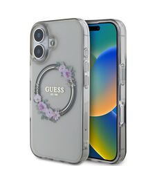Guess Magsafe “Flower Wreath” Hard Case Θήκη προστασίας από σκληρό πλαστικό – iPhone 16 (Μαύρο – GUHMP16SHFWFCK)